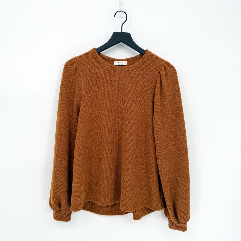 Perfect Peach Long Sleeve Knit Pullover with Back Detail Terracotta Large